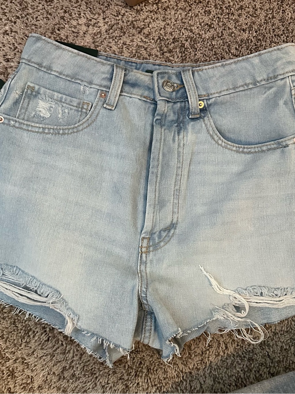 Light Blue Distressed Denim Women's Shorts